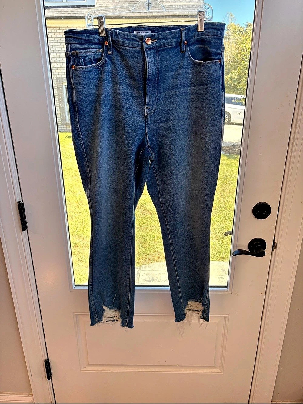 Good American Good Legs Straight Jeans Blue Waist 15